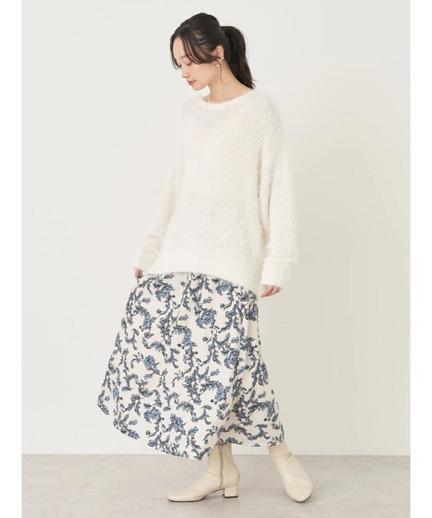 earth music&ecology ゆるモヘアライクレースニット Ivory