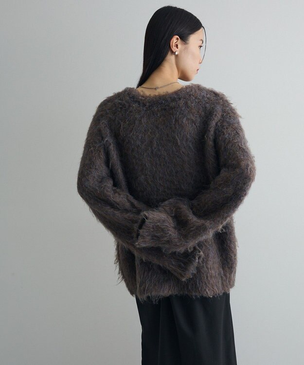 Green Parks 前後２ｗａｙキーネックシャギーニット Brown