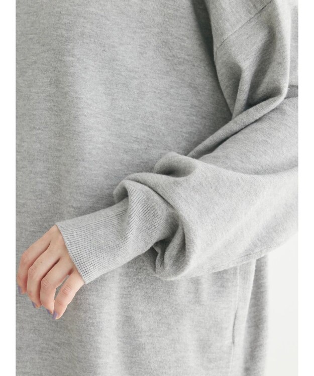 Green Parks もちやわ　タートルニットチュニック Light Gray Mixture