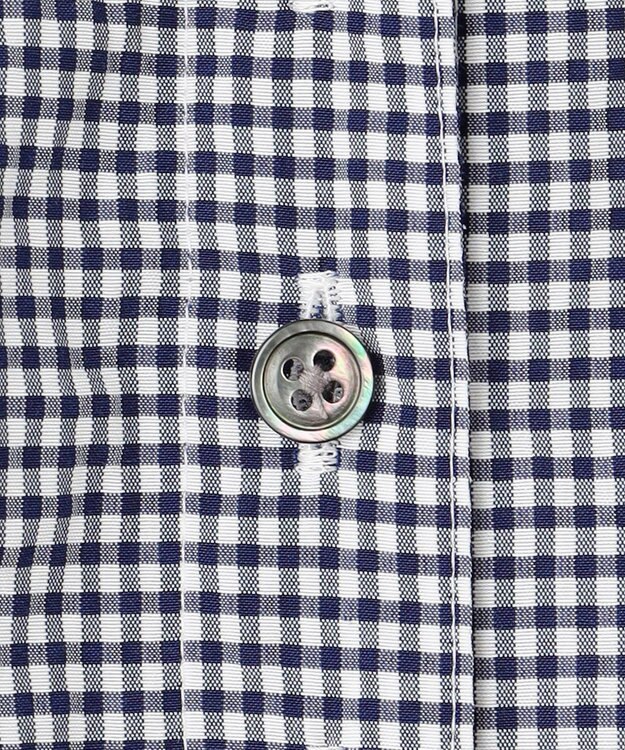 J.PRESS LADIES S 【洗える】アセVis ギンガム フリル襟 ブラウス ネイビー系3