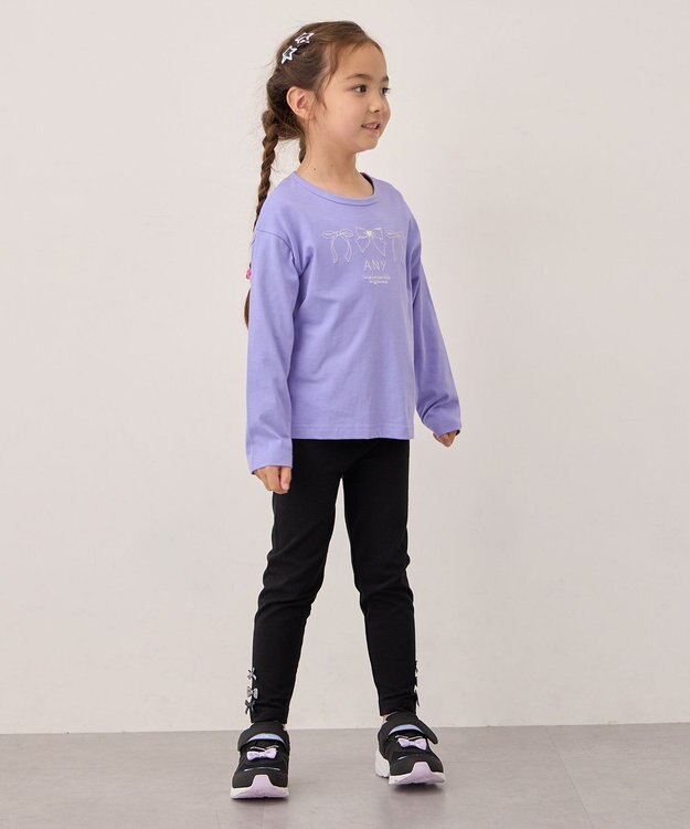 ANY KIDS 【Good Price】 ANY刺繍 長袖Tシャツ ラベンダー