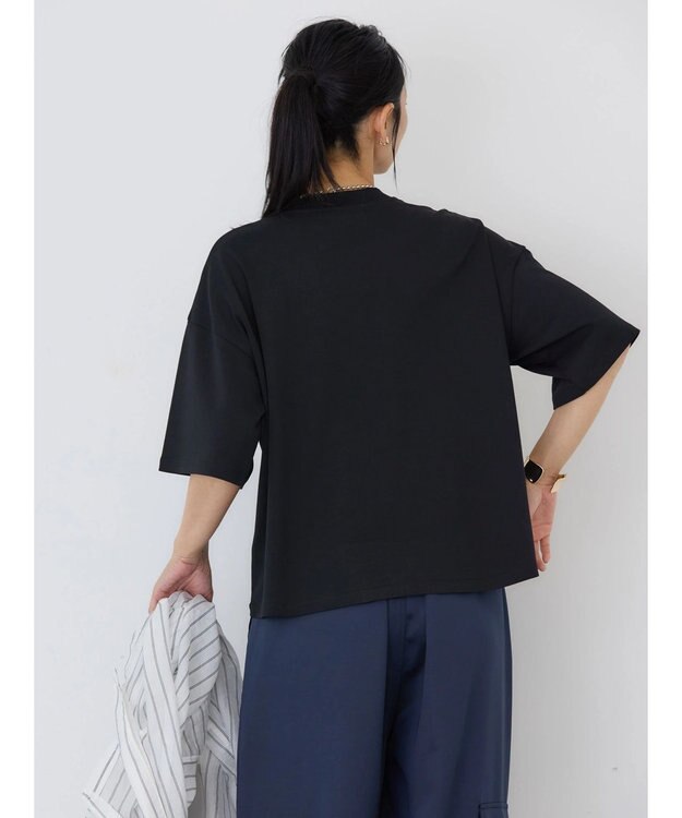 AMERICAN HOLIC モックネック５分袖カットプルオーバー Black