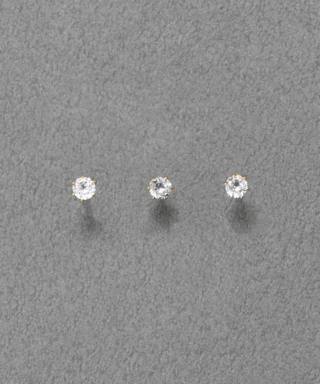 Phoebe 【金属アレルギー対応】3setビジューピアス　ゴールド/サージカルステンレス ゴールド