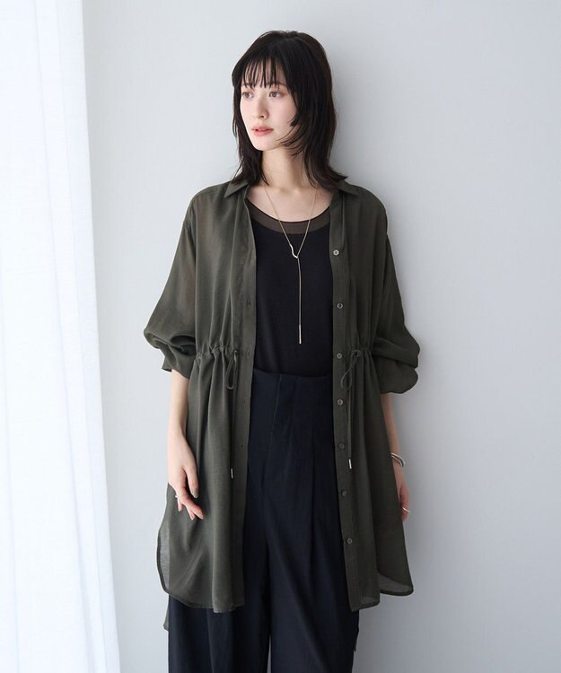 YECCA VECCA シアー2way袖バルーンチュニック Charcoal Gray