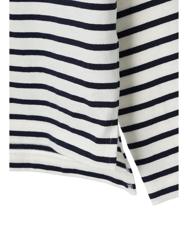 earth music&ecology レースボーダーカットソープルオーバー Navy