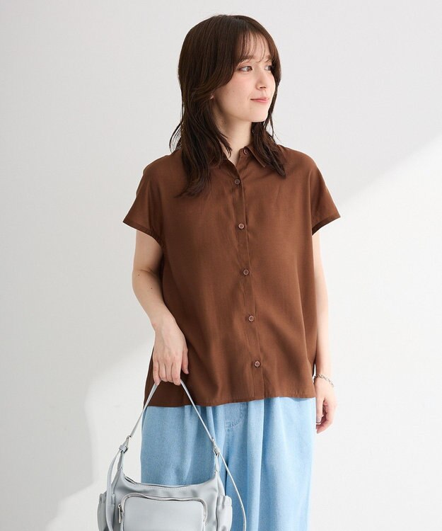 Green Parks ＳＥＴ２点刺しゅうキャミ＋シャツ Brown