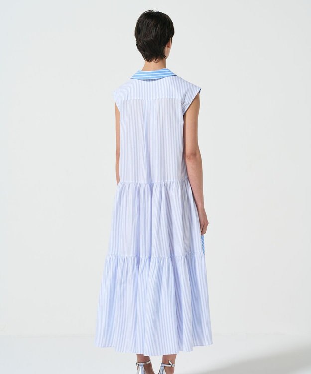 GRACE CONTINENTAL ティアードコンビシャツワンピース ストライプ