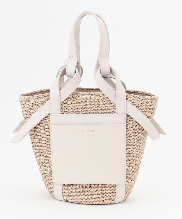 23区 VIOLAd'ORO MIRO レザーポケット ハンドバッグ ホワイト系