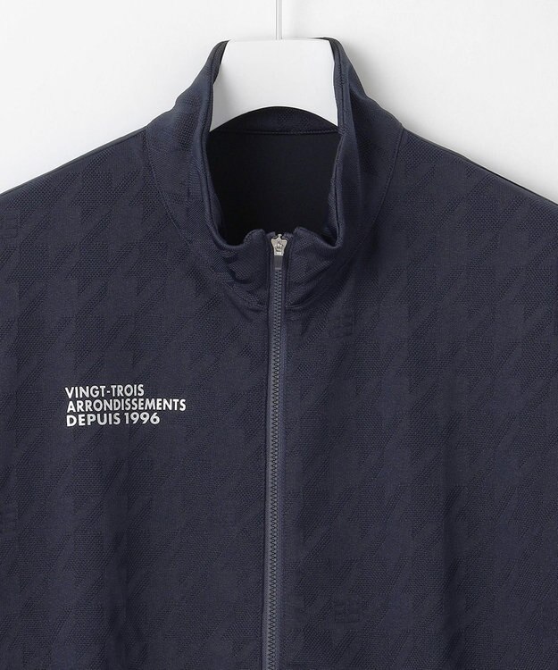 23区GOLF 【MEN】【UVカット】千鳥ジャカードニットブルゾン ネイビー系