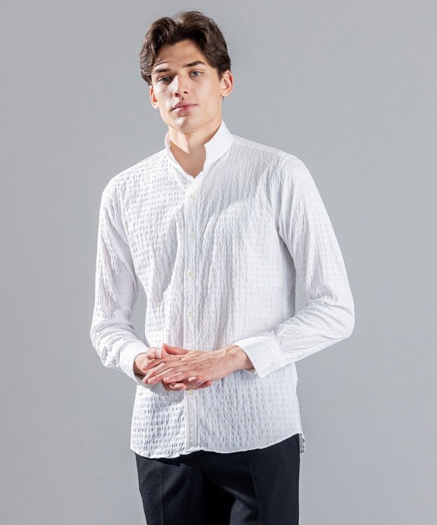 JOSEPH HOMME トリックジャガード　ウイングカラーシャツ ホワイト系