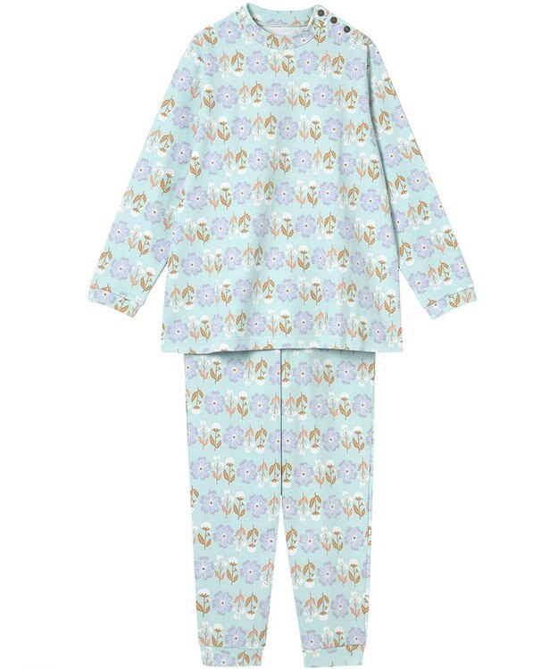 Wing パジャマ 長袖 長ズボン 綿混(本体) あったか レディース EP6014 ウイング／ワコール サックス