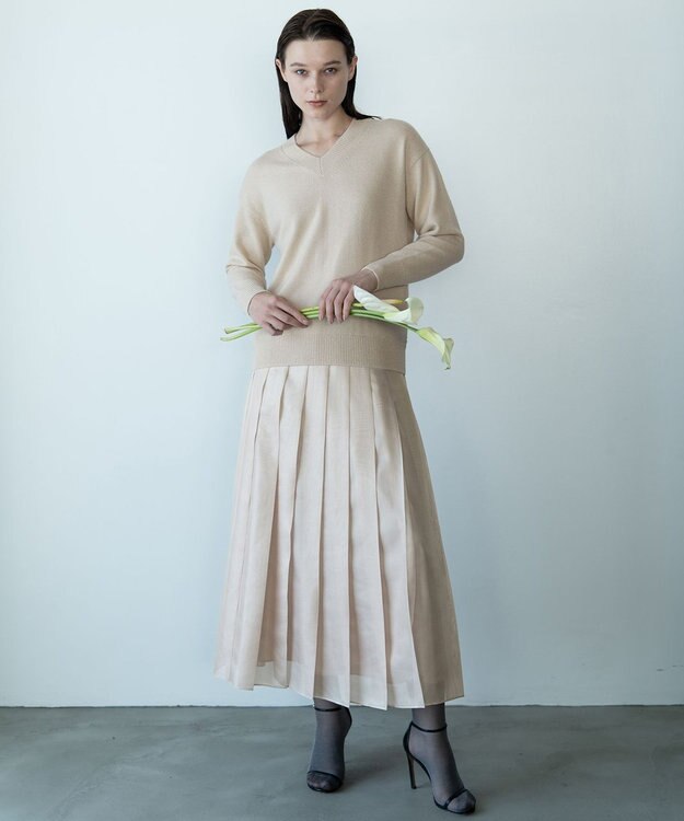 自由区 【Exclusive】シャイニープリーツ スカート ベージュ