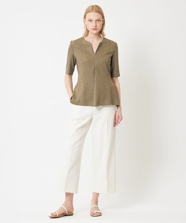 BEIGE， LAUREL / ワイドクロップドパンツ Ecru