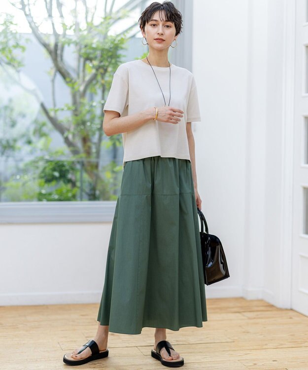 23区 【速乾性/汗じみ防止】半袖 クロップド IT Tシャツ ベージュ系