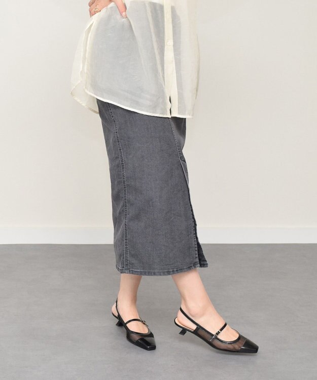 INTER-CHAUSSURES 【FABIO RUSCONI】ワンストラップネットバックバンドパンプス ブラックコンビ