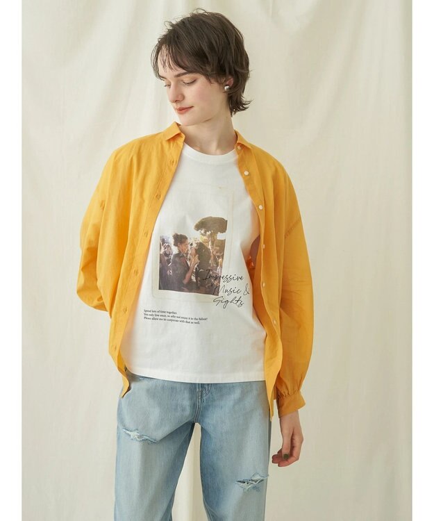 AMERICAN HOLIC 接触冷感＋速乾　強撚シアーボイルＢＩＧシャツ Orange