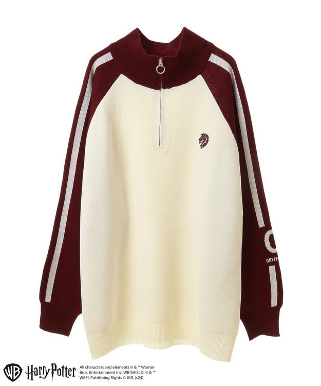 Green Parks ハリー・ポッター／ライン入りハーフジップニット Red