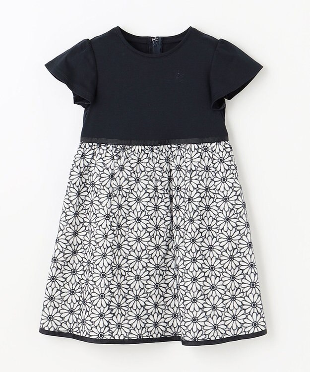 組曲 KIDS 【110-140cm】フラワー刺繍セットアップ ネイビー系