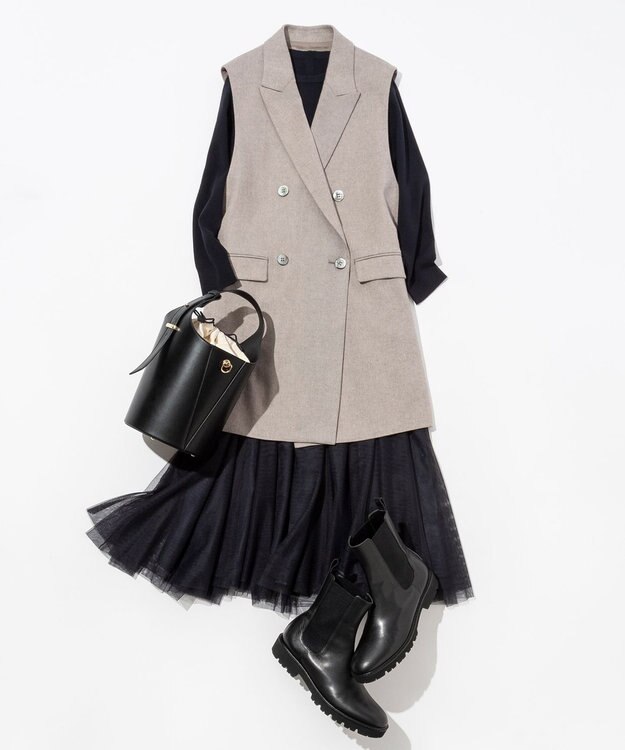 23区 【洗える】チュールコンビ ワンピース ネイビー系