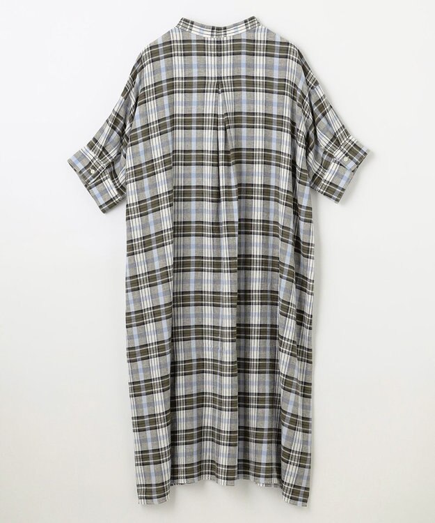 ANY L フレンチリネンシャツワンピース ブラウンチェック