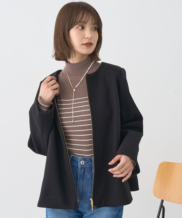 earth music&ecology 【フード取り外し可】2WAYフードコート Black