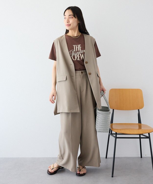CRAFT STANDARD BOUTIQUE フロッキープリントＴシャツ Brown