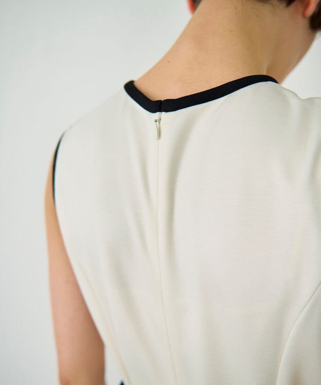 GRACE CONTINENTAL 配色ポンチフレアワンピース ホワイト