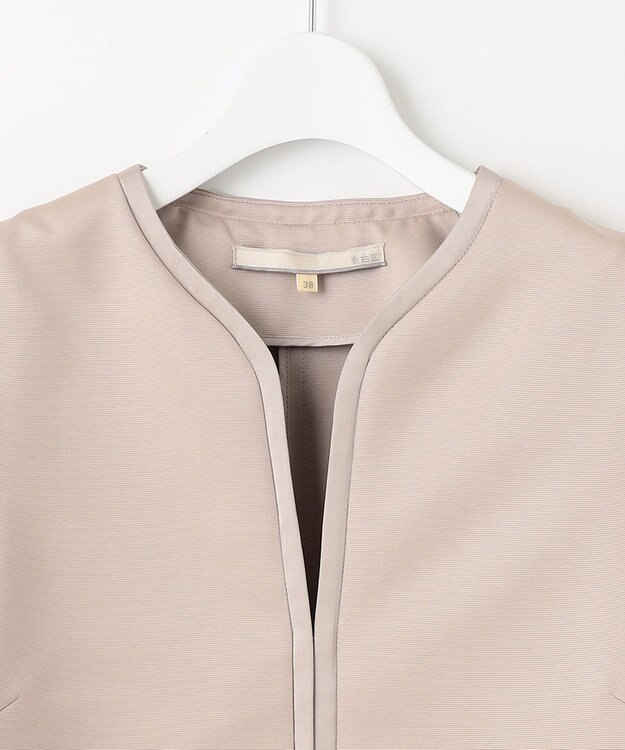 自由区 【ご好評につき追加生産・洗える】グログランノーカラー ジャケット ベージュ系