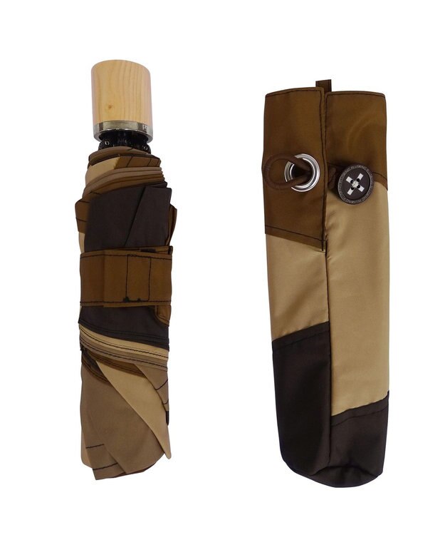 +RING 【限定/日本製】レディース向け パッチワーク プラスリング 折傘50cm BRN SR322 ブラウン