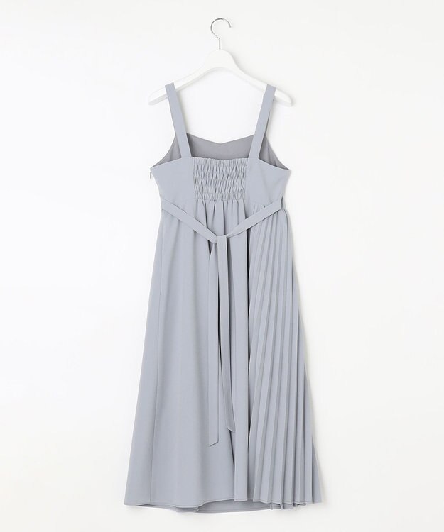 Feroux 【洗える】プリーツコンビ ジャンパースカート スカイブルー系