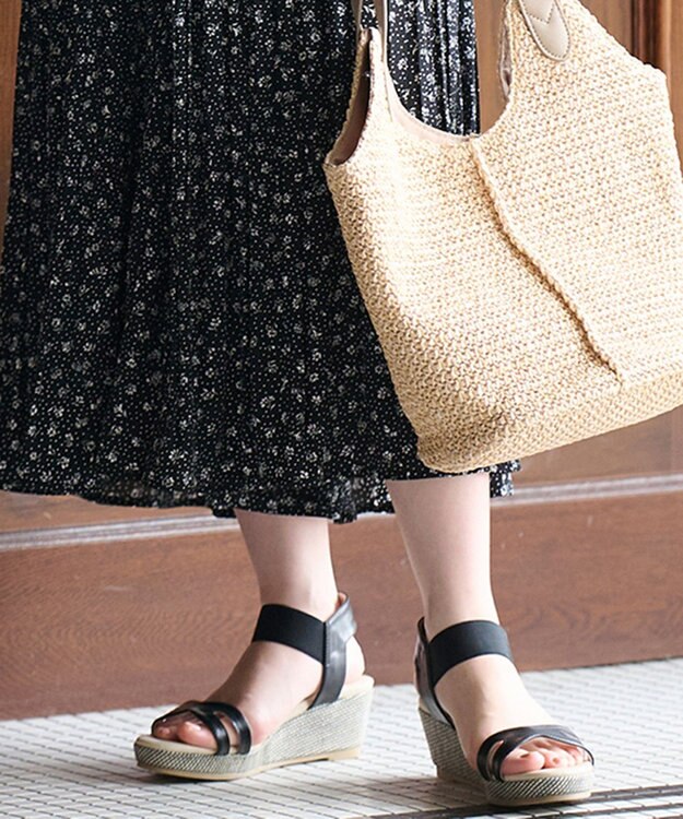 ANY SIS 【美人百花7月号掲載】クラッシィウエッジゴム サンダル 【WEB限定】ブラック