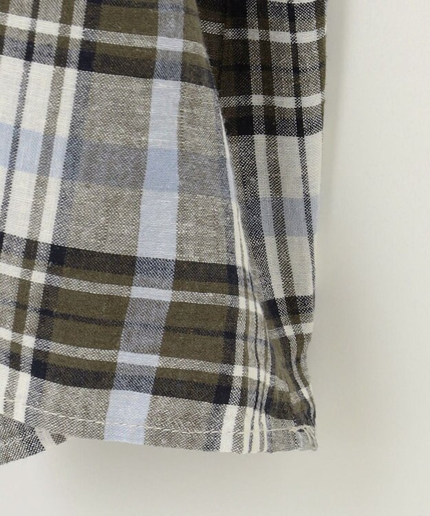 ANY L フレンチリネンシャツワンピース ブラウンチェック