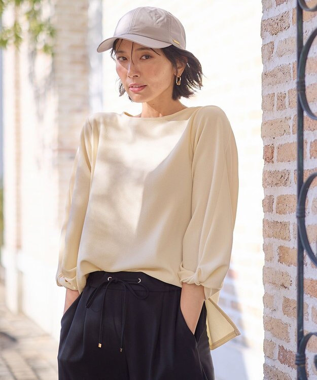 ANY L 【洗濯機可】ジャガード袖ねじりプルオーバー イエロー