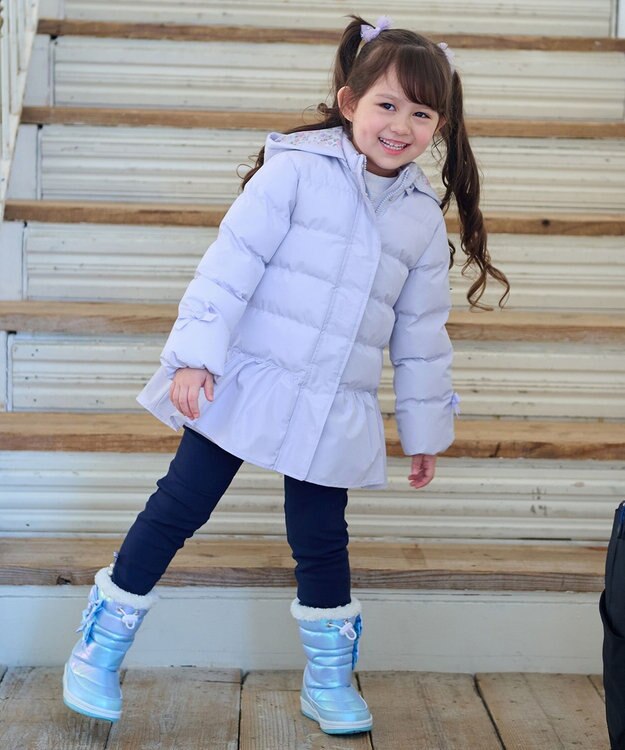 ANY KIDS 【洗濯機OK】中綿リボンコート サックスブルー