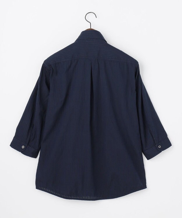 JOSEPH ABBOUD 【キングサイズ・2WAY】リバーシブルストライプ 七分袖 シャツ ネイビー系1