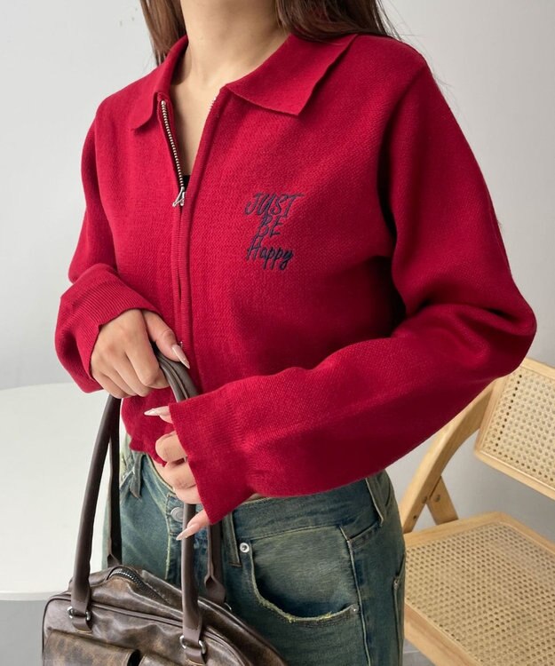 WEGO WZIPスターモチーフニット ワイン