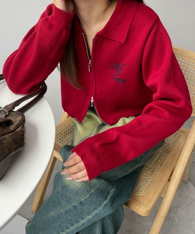 WEGO WZIPスターモチーフニット ワイン