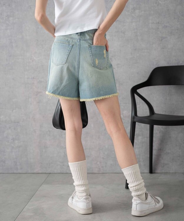 WEGO ダメージデニムショートパンツ デニム淡色
