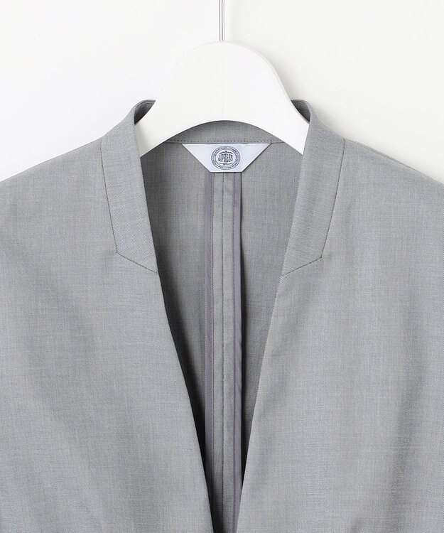 J.PRESS LADIES L 【セットアップ対応・洗える・撥水】コットンFITTY ノーカラー ジャケット グレー系