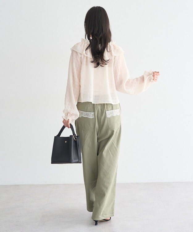 earth music&ecology シアーチェック2wayオフショルブラウス Ivory