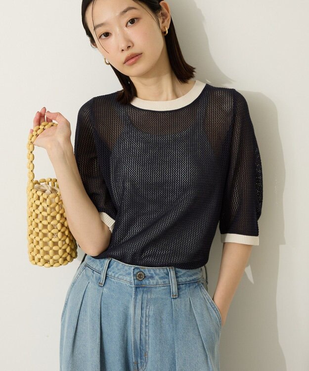 AMERICAN HOLIC メッシュニットリンガーＴシャツ Navy