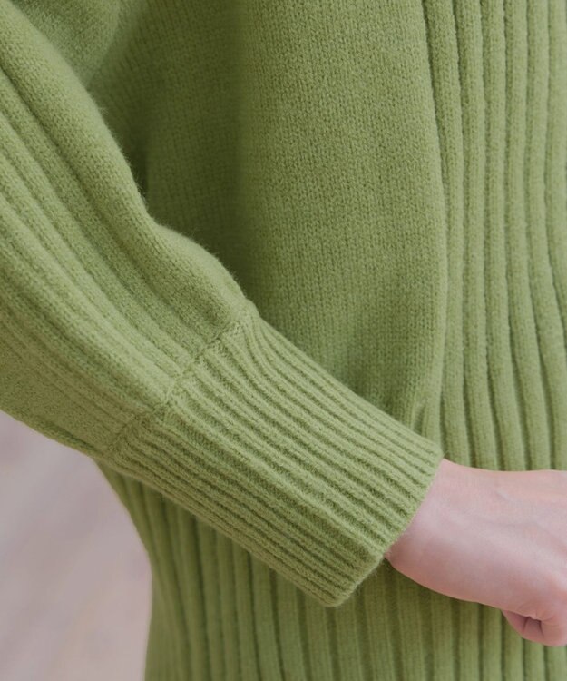 Tiaclasse 【洗える】ダブルジップリブニットカーディガン グリーン