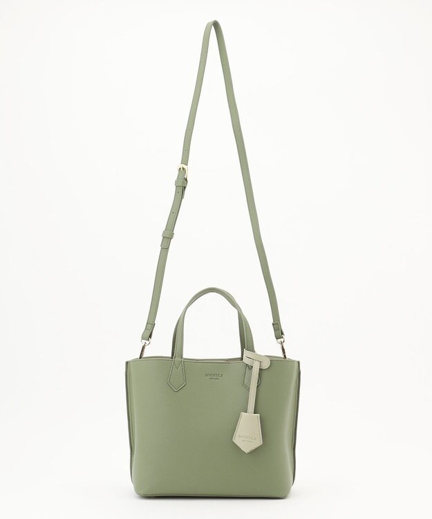 LA BAGAGERIE 【MONICA】バイカラーミディトートバッグ グリーン