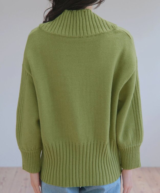 Tiaclasse 【洗える】ダブルジップリブニットカーディガン グリーン