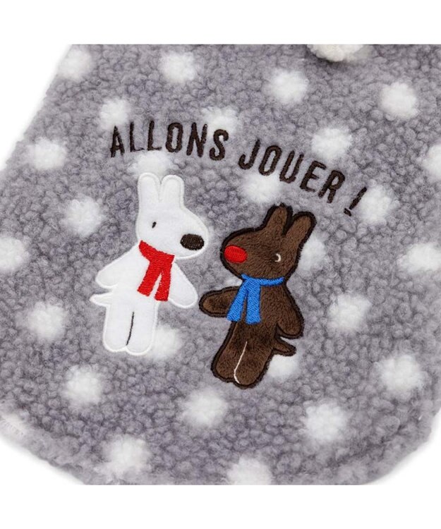 PET PARADISE リサとガスパール 水玉ボアベスト 中型犬 グレー