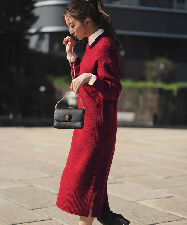 ANY SIS Airニット ワンピース レッド