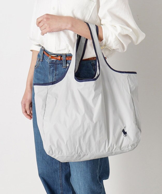 MOONBAT POLO RALPH LAUREN ポロポニー 刺繍 ポーチ付きレインバック ライトグレー