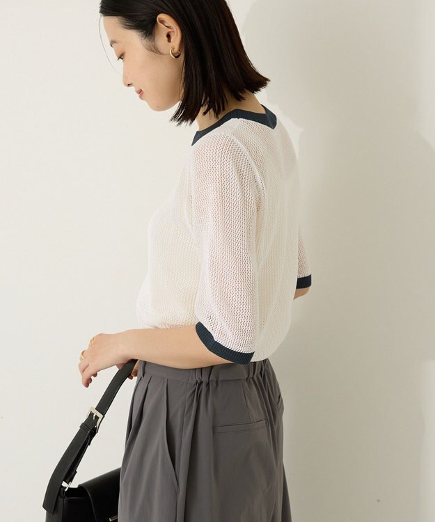 AMERICAN HOLIC メッシュニットリンガーＴシャツ Ivory