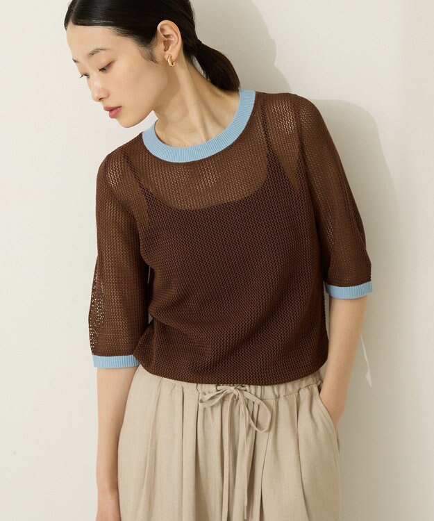 AMERICAN HOLIC メッシュニットリンガーＴシャツ Brown