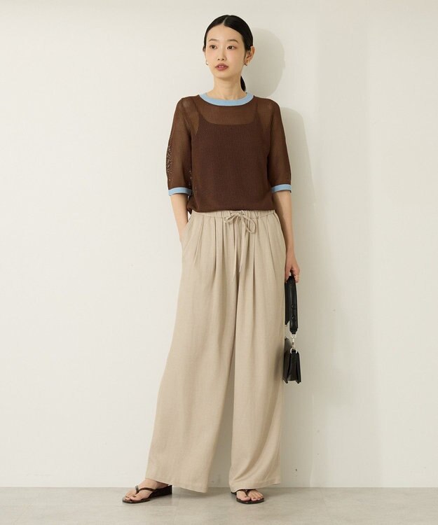 AMERICAN HOLIC メッシュニットリンガーＴシャツ Brown